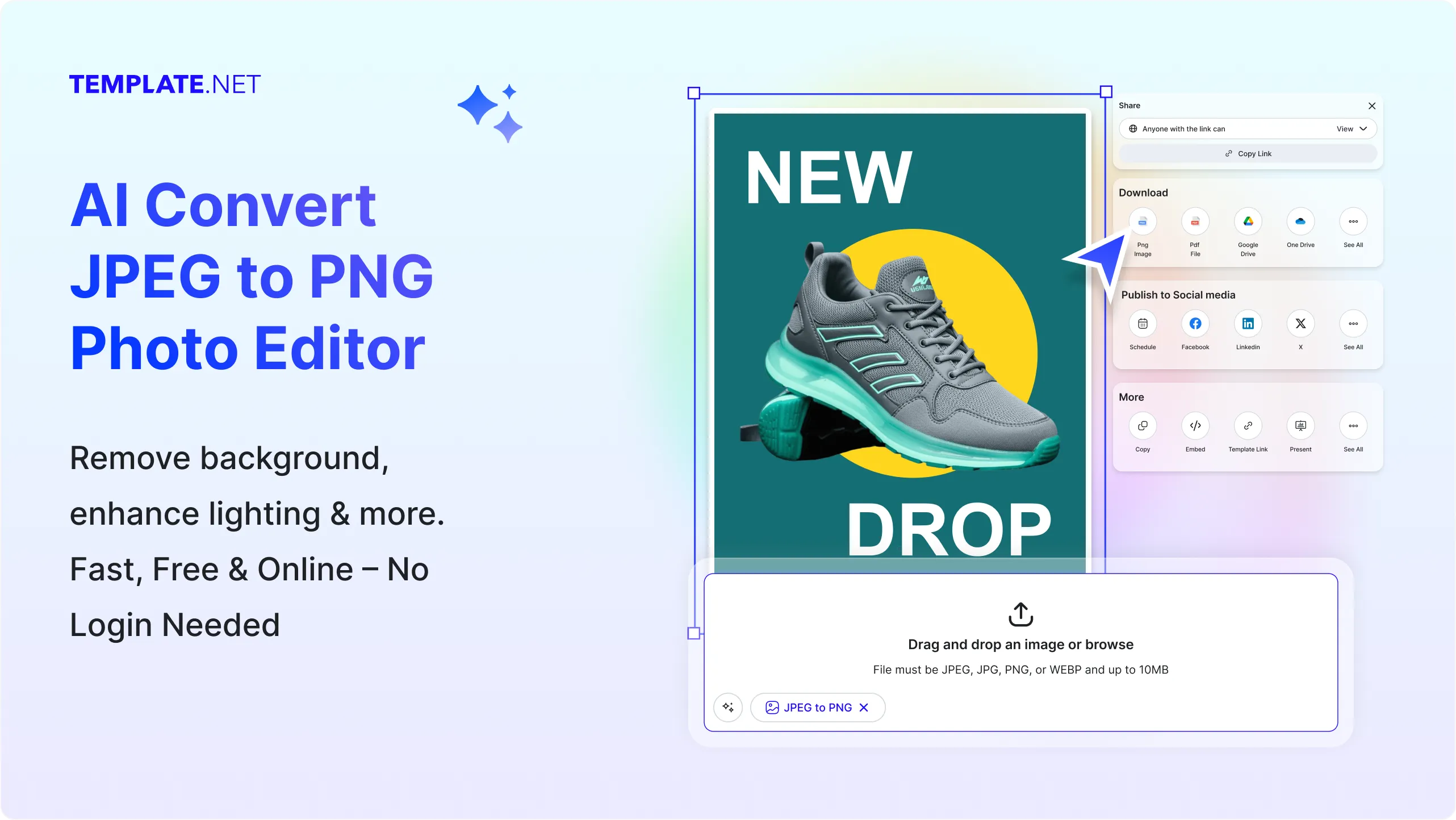 Free AI Convert JPEG to PNG Photo Editor, Free Convert JPEG to PNG Maker Online